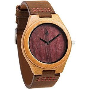 Treehut Men's Ebony Wooden Watch-Purple Heart Bamboo